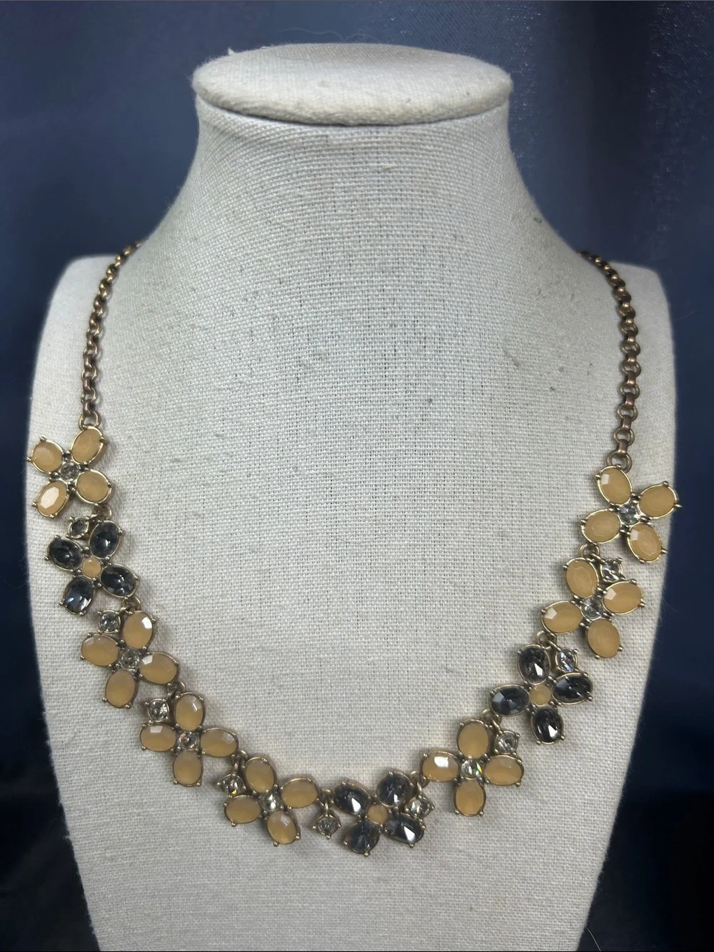J. Crew Floral Statement Necklace in Beige and Smoke